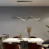 Modern Wave Linear LED Pendant Light Copper Minimalist Dining Room Island Chandelier