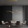 Modern Wave Linear LED Pendant Light Copper Minimalist Dining Room Island Chandelier