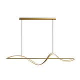 Modern Wave Linear LED Pendant Light Copper Minimalist Dining Room Island Chandelier