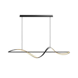 Modern Wave Linear LED Pendant Light Copper Minimalist Dining Room Island Chandelier