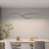 Modern Wave Linear LED Pendant Light Dimmable Hanging Chandelier for Kitchen Island