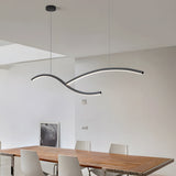 Modern Wave Linear LED Pendant Light Dimmable Hanging Chandelier for Kitchen Island