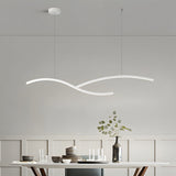 Modern Wave Linear LED Pendant Light Dimmable Hanging Chandelier for Kitchen Island