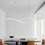 Modern Wave Linear LED Pendant Light Dimmable Hanging Chandelier for Kitchen Island