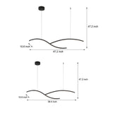 Modern Wave Linear LED Pendant Light Dimmable Hanging Chandelier for Kitchen Island