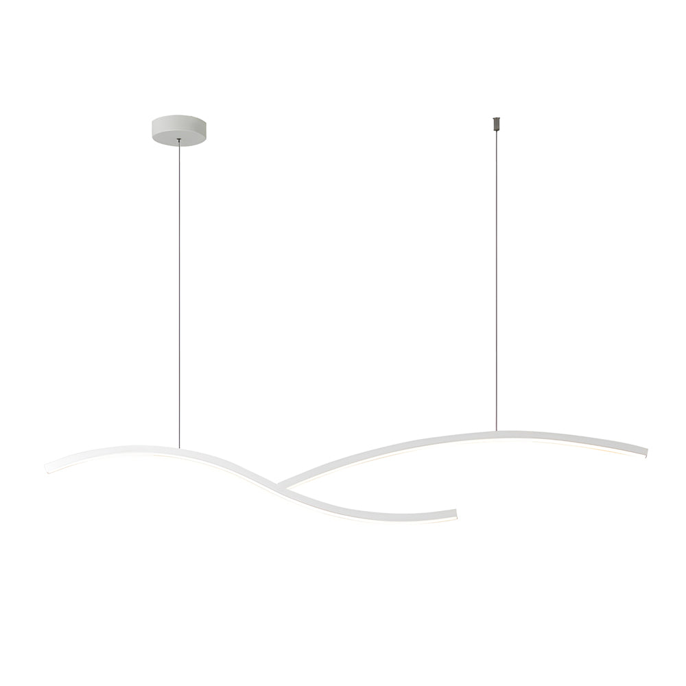 Modern Wave Linear LED Pendant Light Dimmable Hanging Chandelier for Kitchen Island