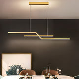 Modern Wave Linear LED Pendant Light Three Step Dimming Minimalist Chandelier for Dining Room Kitchen
