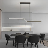 Modern Wave Linear LED Pendant Light Three Step Dimming Minimalist Chandelier for Dining Room Kitchen