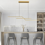 Modern Wave Linear LED Pendant Light Three Step Dimming Minimalist Chandelier for Dining Room Kitchen