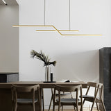 Modern Wave Linear LED Pendant Light Three Step Dimming Minimalist Chandelier for Dining Room Kitchen