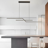 Modern Wave Linear LED Pendant Light Three Step Dimming Minimalist Chandelier for Dining Room Kitchen