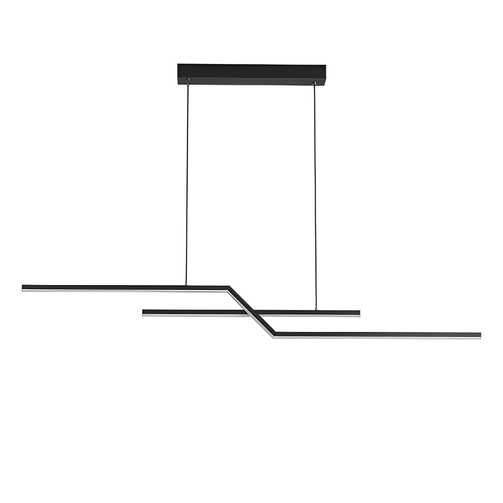 Modern Wave Linear LED Pendant Light Three Step Dimming Minimalist Chandelier for Dining Room Kitchen