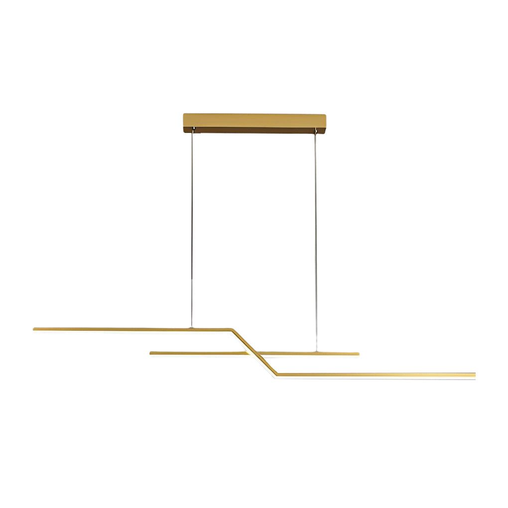 Modern Wave Linear LED Pendant Light Three Step Dimming Minimalist Chandelier for Dining Room Kitchen