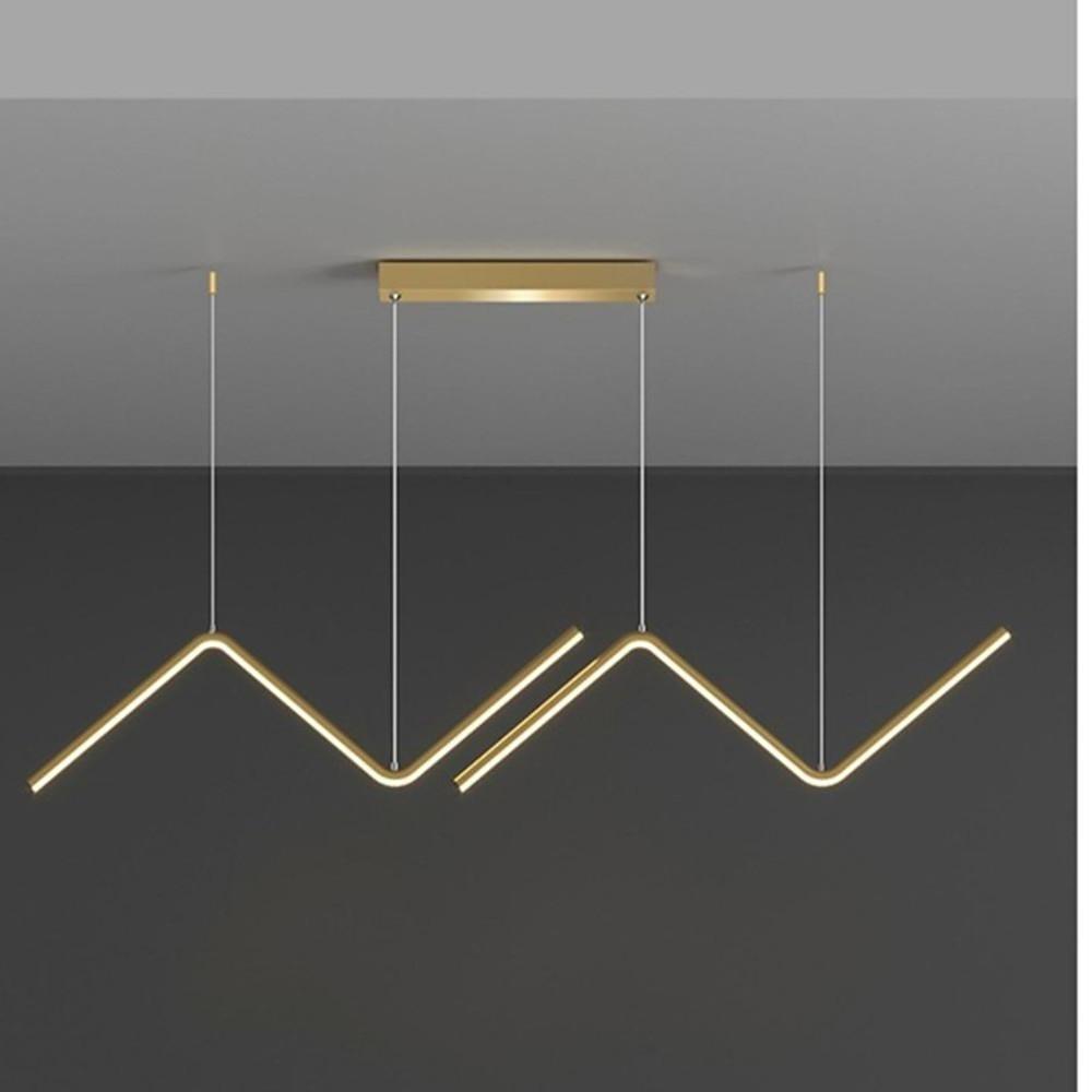 Modern Wave Linear Pendant Lighting Nordic Zigzag LED Hanging Fixture for Dining Table