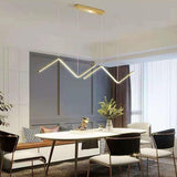 Modern Wave Linear Pendant Lighting Nordic Zigzag LED Hanging Fixture for Dining Table