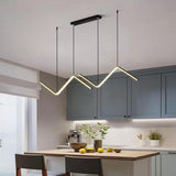 Modern Wave Linear Pendant Lighting Nordic Zigzag LED Hanging Fixture for Dining Table