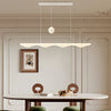 Modern Wave Moon Long Strip LED Chandelier with 3 Step Dimming for Dining Room White Finish