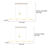 Modern Wave Moon Long Strip LED Chandelier with 3 Step Dimming for Dining Room White Finish