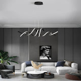 Modern Wave Strip LED Pendant Light Dimmable Twisted Nordic Chandelier for Dining Room