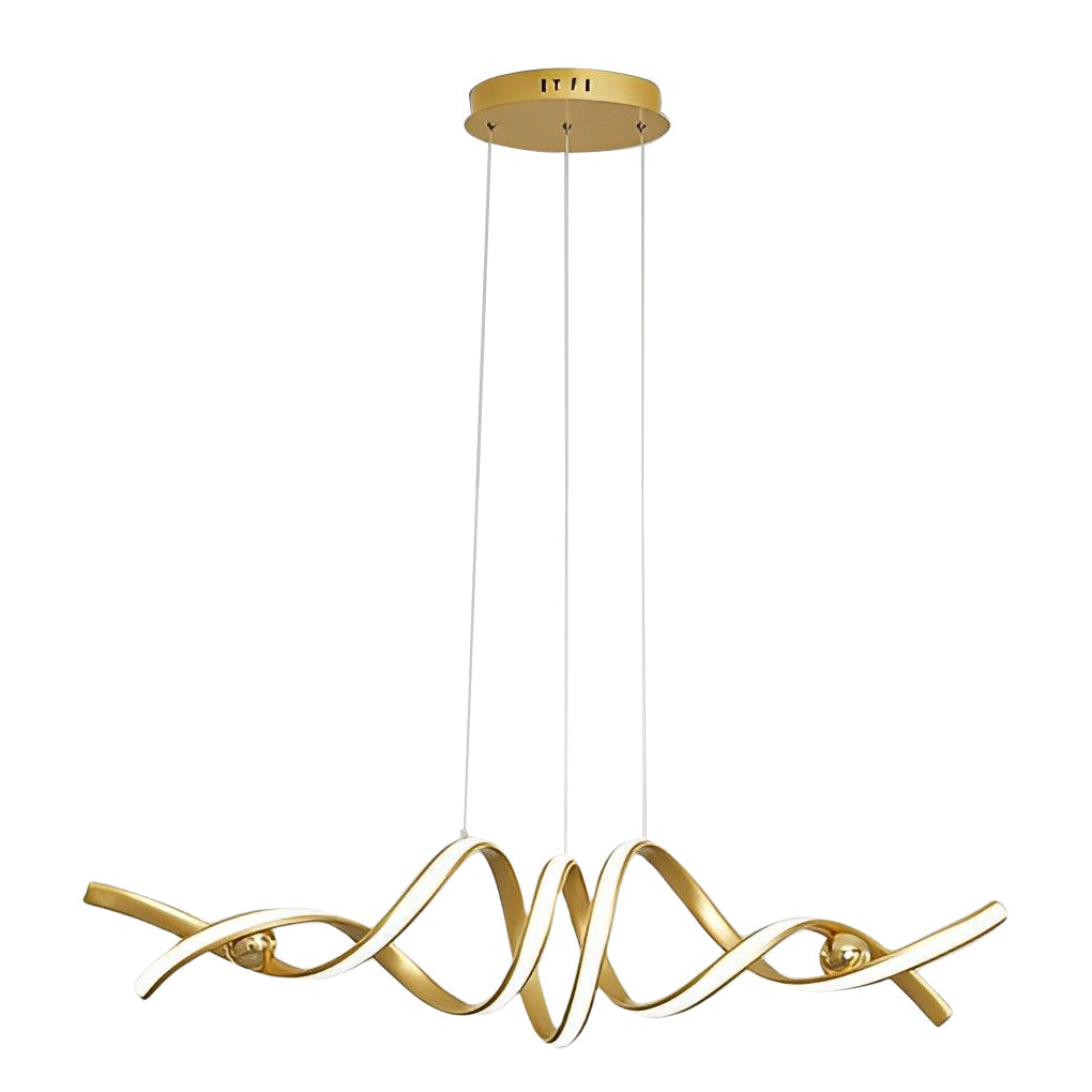 Modern Wave Strip LED Pendant Light Dimmable Twisted Nordic Chandelier for Dining Room