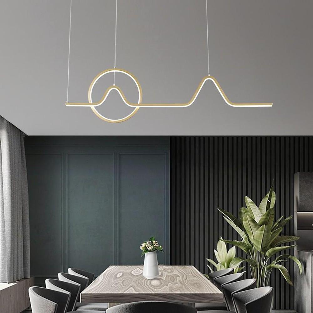 Modern Waves and Circles LED Pendant Light Minimalist Linear Chandelier for Dining Room and Kitchen