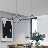Modern Waves and Circles LED Pendant Light Minimalist Linear Chandelier for Dining Room and Kitchen