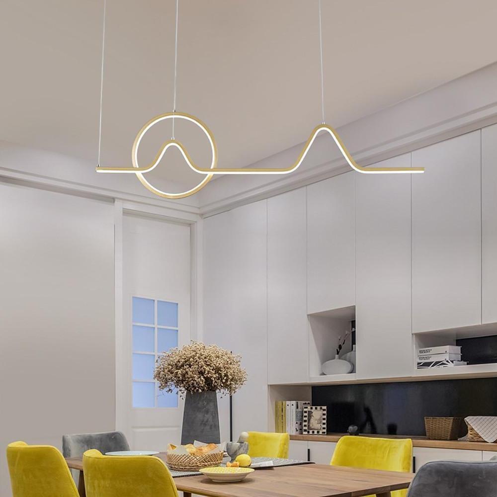 Modern Waves and Circles LED Pendant Light Minimalist Linear Chandelier for Dining Room and Kitchen