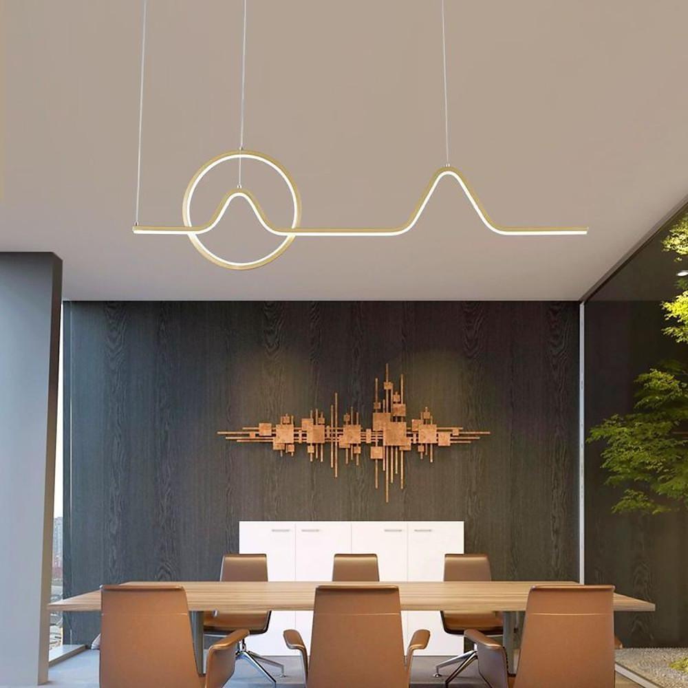 Modern Waves and Circles LED Pendant Light Minimalist Linear Chandelier for Dining Room and Kitchen