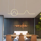 Modern Waves and Circles LED Pendant Light Minimalist Linear Chandelier for Dining Room and Kitchen