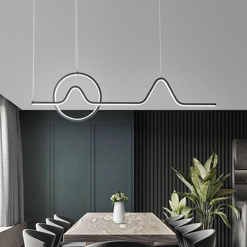 Modern Waves and Circles LED Pendant Light Minimalist Linear Chandelier for Dining Room and Kitchen