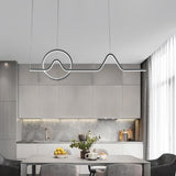 Modern Waves and Circles LED Pendant Light Minimalist Linear Chandelier for Dining Room and Kitchen