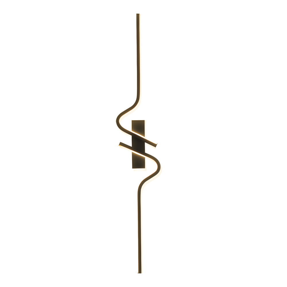 Modern Wavy Black LED Wall Sconce Linear Aluminum Minimalist Indoor Lighting Fixture
