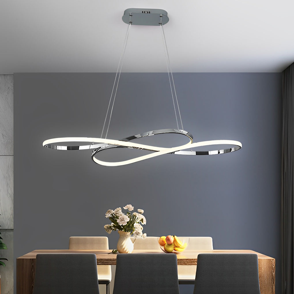 Modern Wavy Double 8 Shaped LED Chandelier Dimmable Nordic Pendant Light for Dining Room and Living Area
