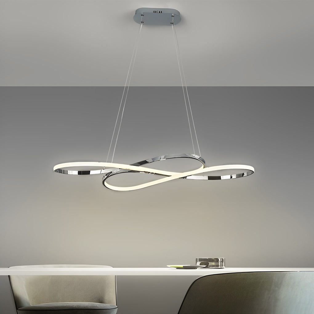 Modern Wavy Double 8 Shaped LED Chandelier Dimmable Nordic Pendant Light for Dining Room and Living Area