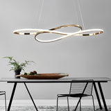 Modern Wavy Double 8 Shaped LED Chandelier Dimmable Nordic Pendant Light for Dining Room and Living Area