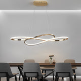 Modern Wavy Double 8 Shaped LED Chandelier Dimmable Nordic Pendant Light for Dining Room and Living Area