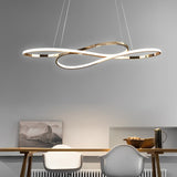 Modern Wavy Double 8 Shaped LED Chandelier Dimmable Nordic Pendant Light for Dining Room and Living Area