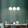 Modern Wavy Gold Linear Island Light with Glass Globe Shades for Dining Room and Kitchen