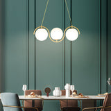 Modern Wavy Gold Linear Island Light with Glass Globe Shades for Dining Room and Kitchen