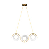 Modern Wavy Gold Linear Island Light with Glass Globe Shades for Dining Room and Kitchen