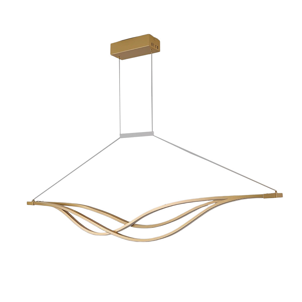 Modern Wavy LED Chandelier Dimmable Nordic Pendant Light with Remote Control for Dining Room Gold and Black