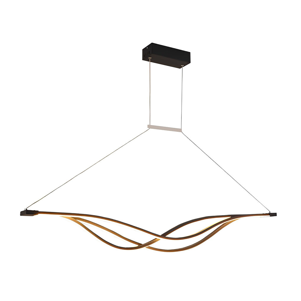Modern Wavy LED Chandelier Dimmable Nordic Pendant Light with Remote Control for Dining Room Gold and Black