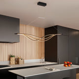 Modern Wavy LED Chandelier Dimmable Nordic Pendant Light with Remote Control for Dining Room Gold and Black