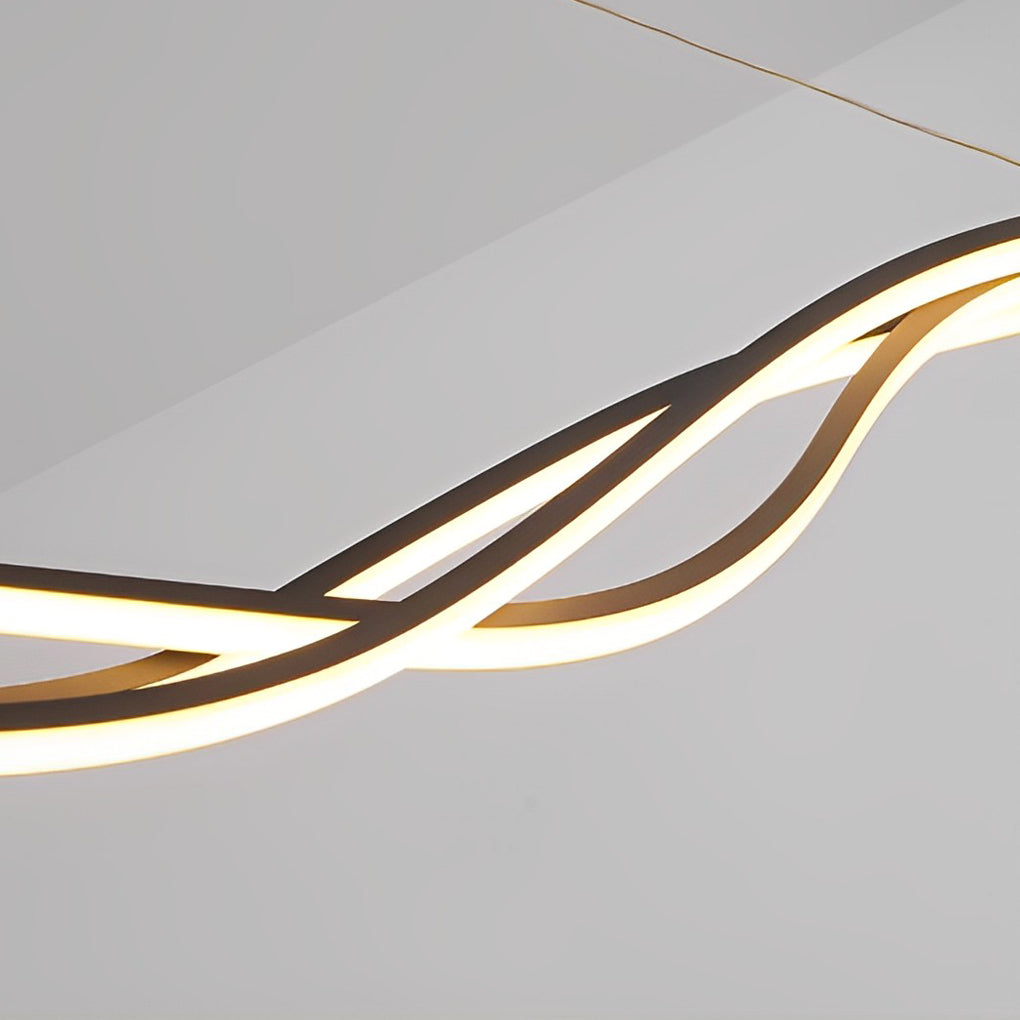 Modern Wavy LED Chandelier Dimmable Nordic Pendant Light with Remote Control for Dining Room Gold and Black
