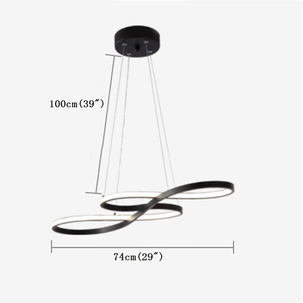 Modern Wavy LED Chandelier Metal and Silica Gel Abstract Curved Strip Pendant Light for Dining Room