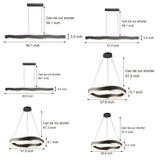Modern Wavy LED Pendant Light Black Linear and Round Textured Acrylic Chandelier for Living Room