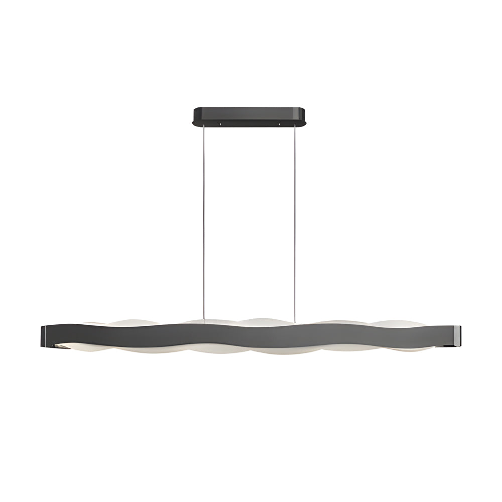 Modern Wavy LED Pendant Light Black Linear and Round Textured Acrylic Chandelier for Living Room
