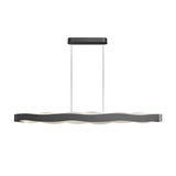 Modern Wavy LED Pendant Light Black Linear and Round Textured Acrylic Chandelier for Living Room