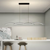 Modern Wavy LED Pendant Light Minimalist Nordic Dining Room Chandelier Adjustable Aluminum Hanging Fixture