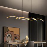 Modern Wavy LED Pendant Light Minimalist Nordic Dining Room Chandelier Adjustable Aluminum Hanging Fixture
